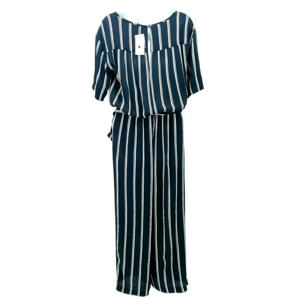 SPARKZ COPENHAGEN Striped Black White Belted Jumpsuit - Picture 7 of 9
